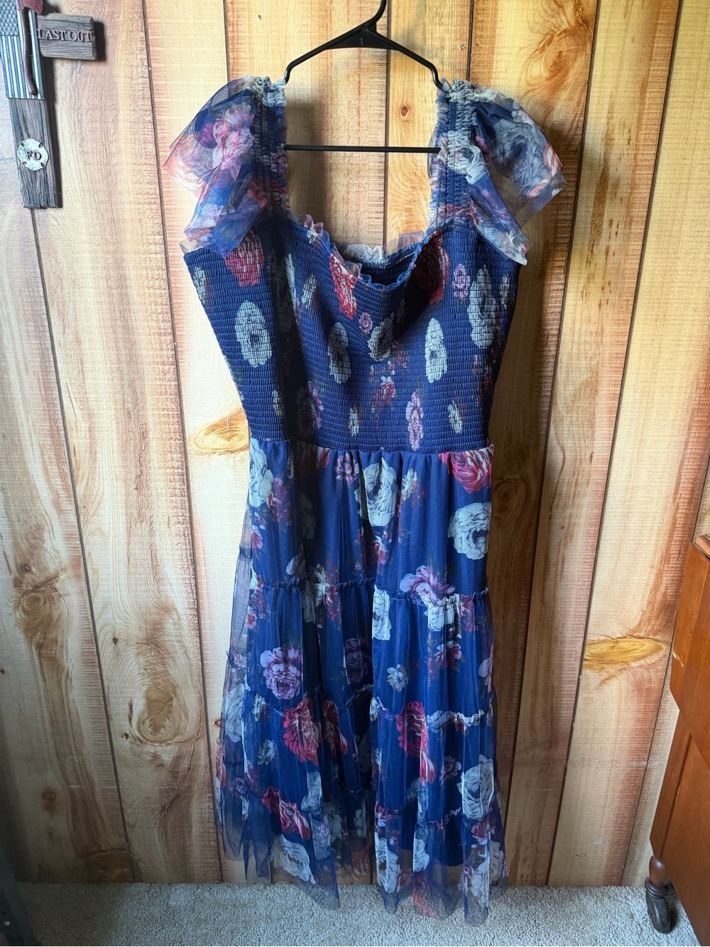 Baltic Born Navy Blue Floral Midi Dress